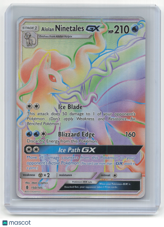 2017 Pokemon Alolan Ninetales GX Guardians Rising #150/145 Lightly Played