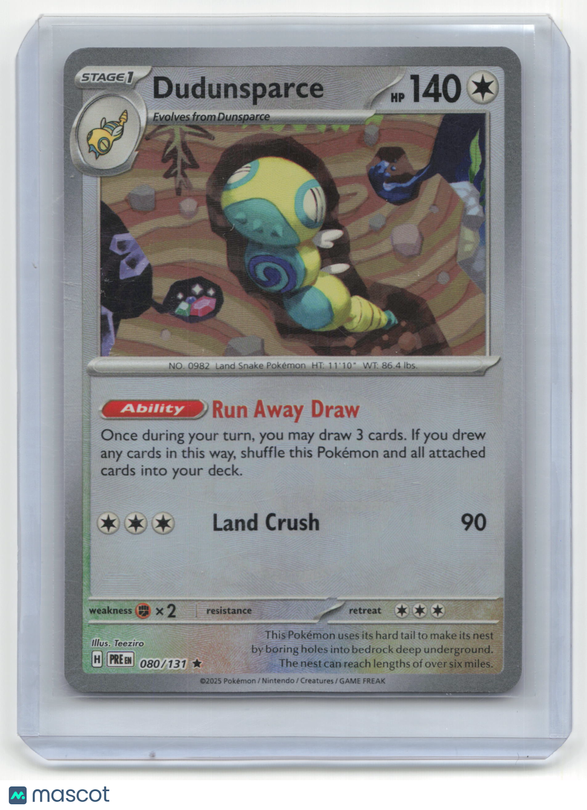 2025 Pokemon TCG Dudunsparce Prismatic Evolutions #080/131 MasterBall Holo - Papa Joey's Collectibles