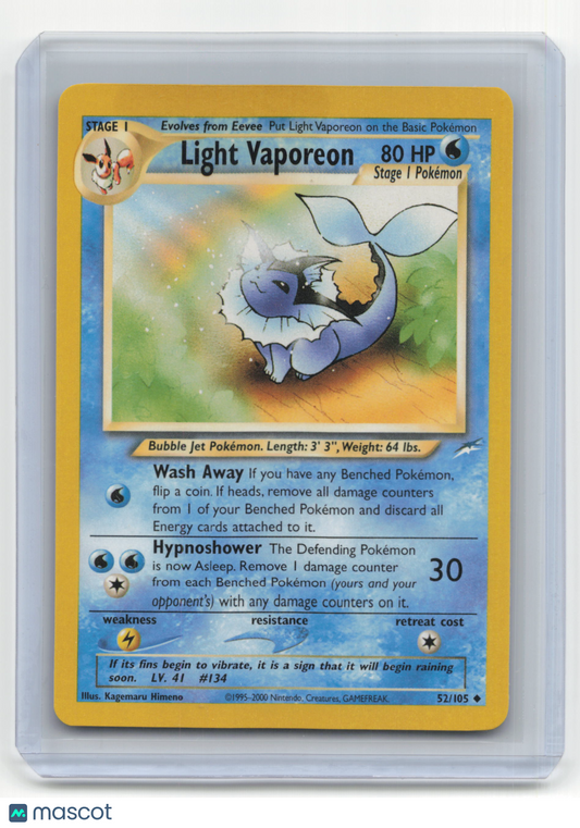 2000 Pokemon TCG Light Vaporeon Neo Destiny #52/105 English Damaged Basic