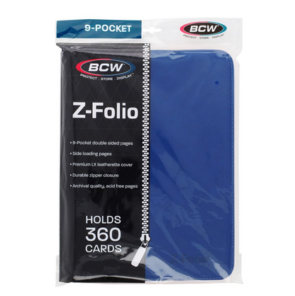 BCW Blue 9-Pocket 360-ct. Standard size Z-Folio Binder - Papa Joey's Collectibles