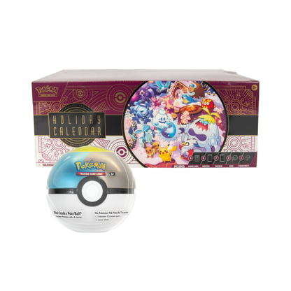 2025 Pokemon Holiday Calendar & Pokeball Tin Costco 2-Pack Bundle