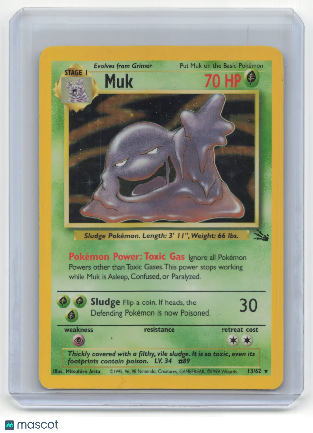 1999 Pokemon TCG Muk Fossil #13/62 Holo Lightly Played - Papa Joey's Collectibles