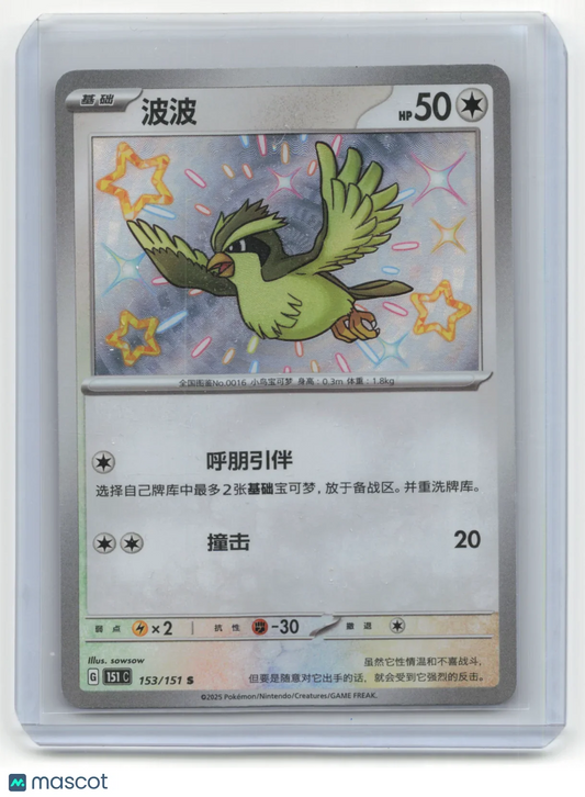2025 Pokemon TCG Pidgey Simplified Chinese 151 #153/151 Chinese - Papa Joey's Collectibles