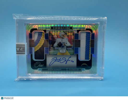 2021 Panini Formula One —Justin Herbert #FO-JH (White Box) 1 of 1 Dual Patch