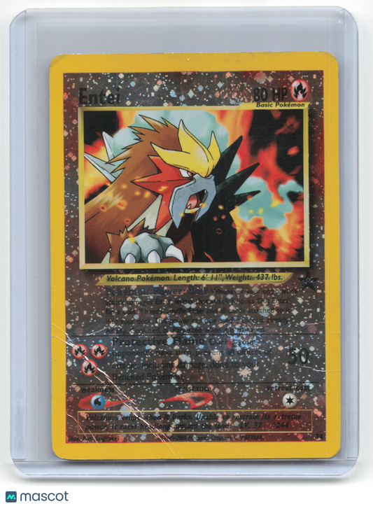 2001 Pokemon TCG Entei Pokemon Movie Promo #34 Damaged Holo