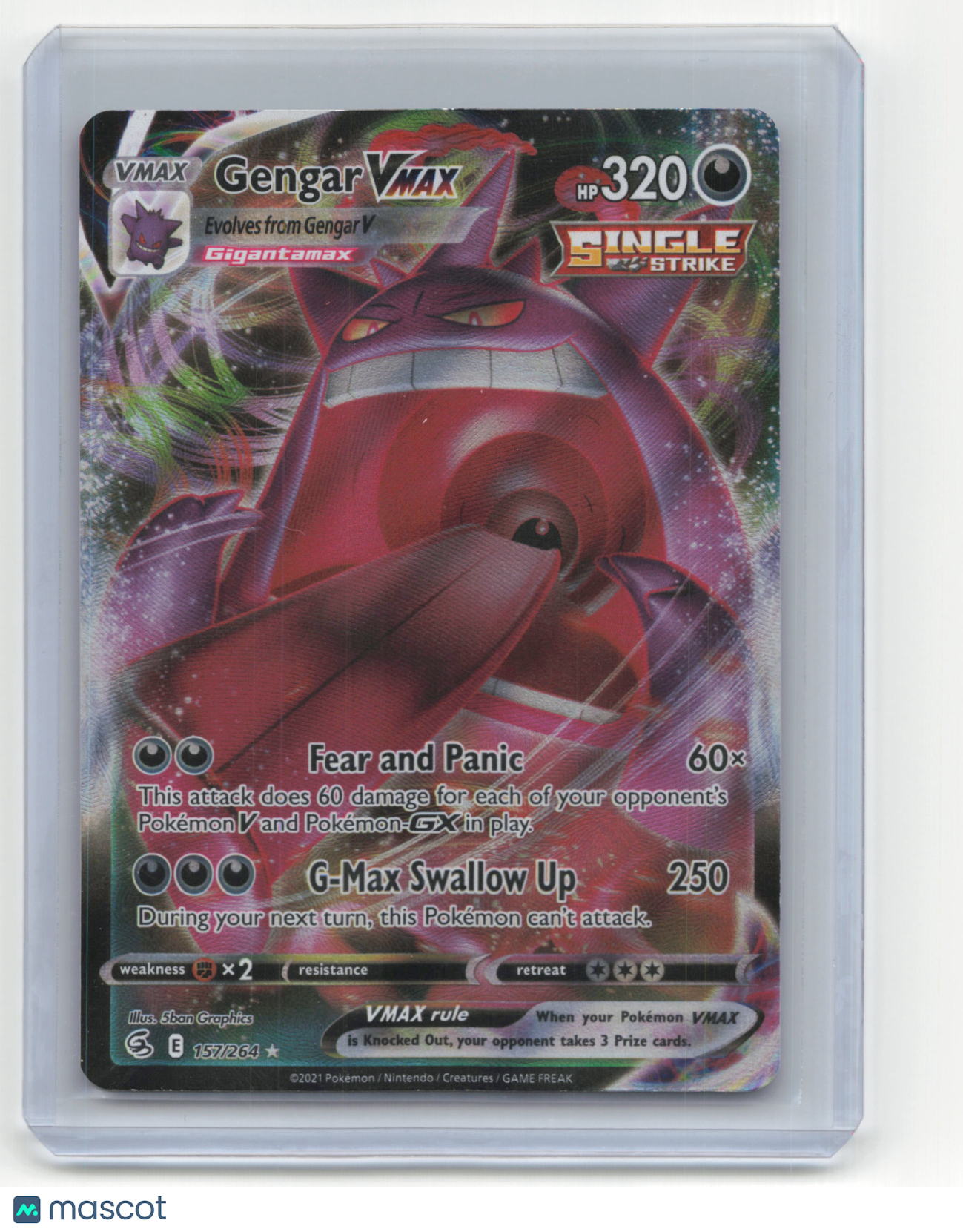 2021 Pokemon Gengar VMAX Fusion Strike #157/264 Near Mint FA