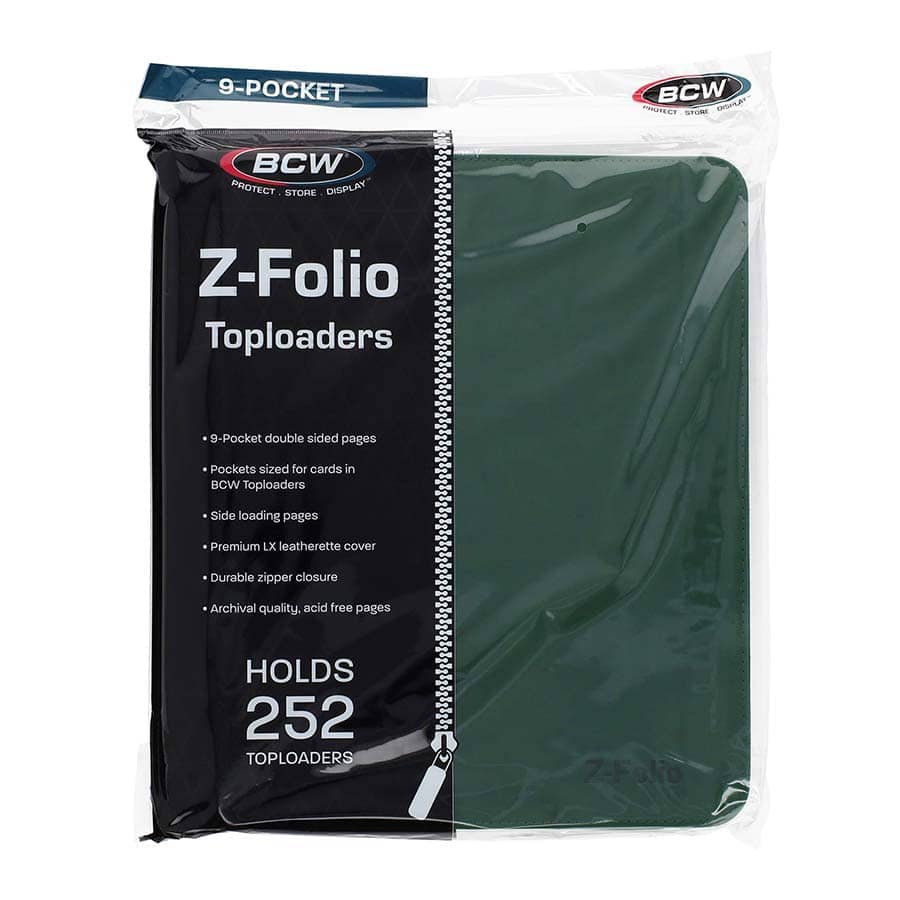 BCW SUPPLIES: Z-FOLIO FOR TOPLOADERS 9-POCKET LX GREEN