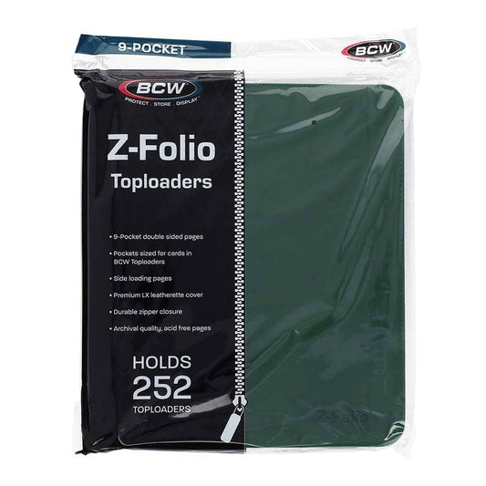 BCW SUPPLIES: Z-FOLIO FOR TOPLOADERS 9-POCKET LX GREEN