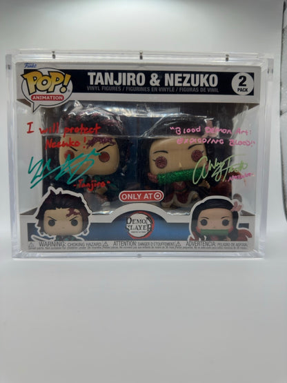 POP! Animation—Demon Slayer—Tanjiro & Nezuko 2 Pack —(Signed with PSA Cert)