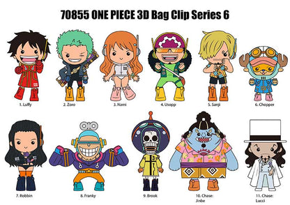 One Piece Series 6 3D Foam Bag Clip Random 6-Pack