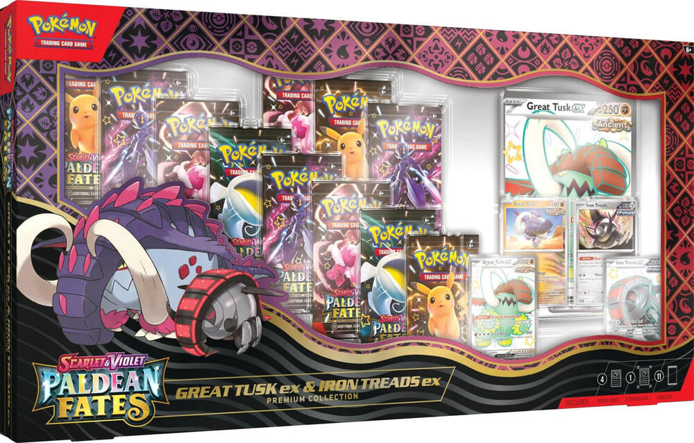 2025 Pokemon TCG: Scarlet & Violet—Paldean Fates Great Tusk ex & Iron Treads ex Premium Collection