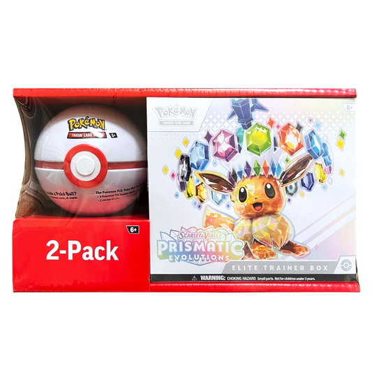 2025 Pokémon TCG: Scarlet & Violet Prismatic Evolutions Elite Trainer Box and Pokéball Tin 2-Pack Bundle