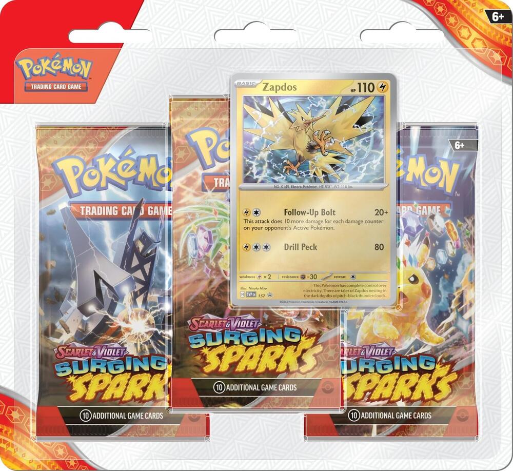 2024 Pokemon TCG: Scarlet & Violet —Surging Sparks 3-Pack Blister