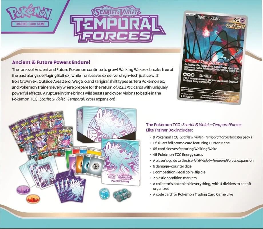 2024 Pokémon TCG: Scarlet & Violet—Temporal Forces (Walking Wake) Elite Trainer Box