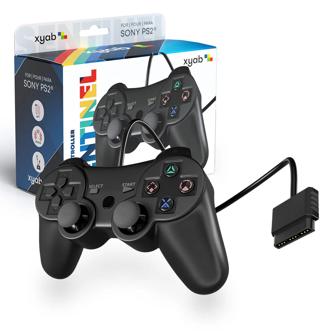 xyab: PlayStation 2 Wired Controller - Black