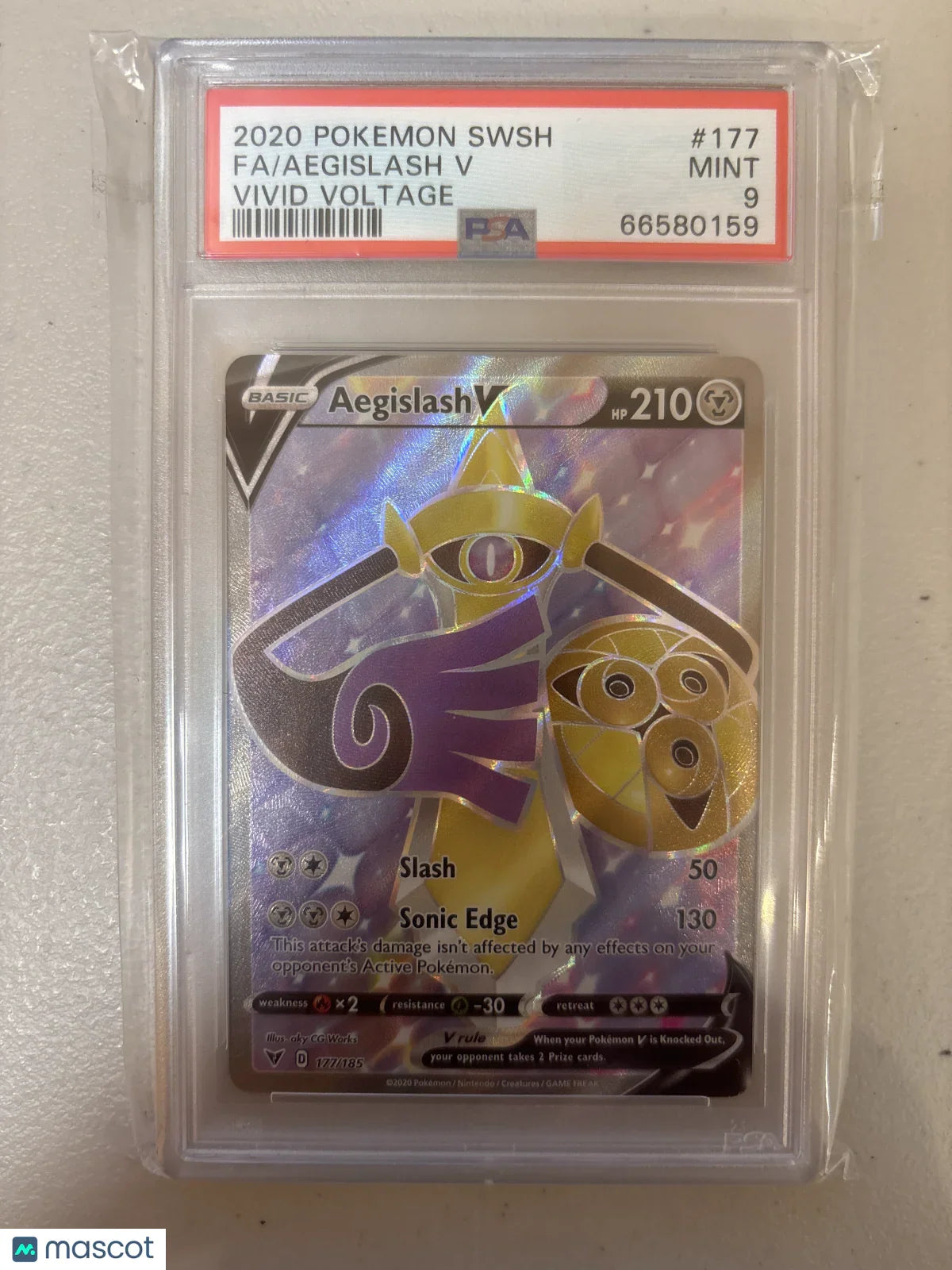 Aegislash V Fa 2020 Pokemon Sword & Shield Vivid Voltage #177 PSA 9 - Papa Joey's Collectibles