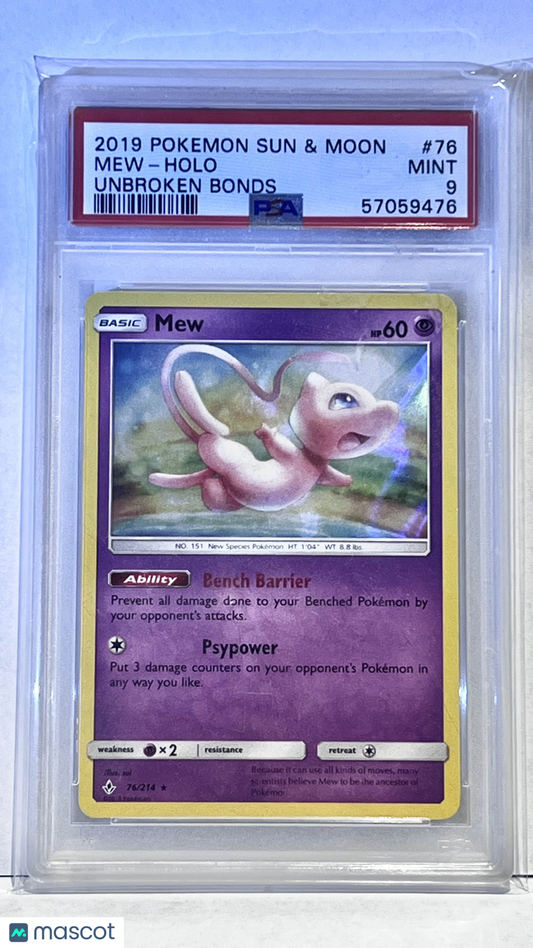 2019 Pokemon Sun & Moon Mew Unbroken Bonds #76/214 PSA 9