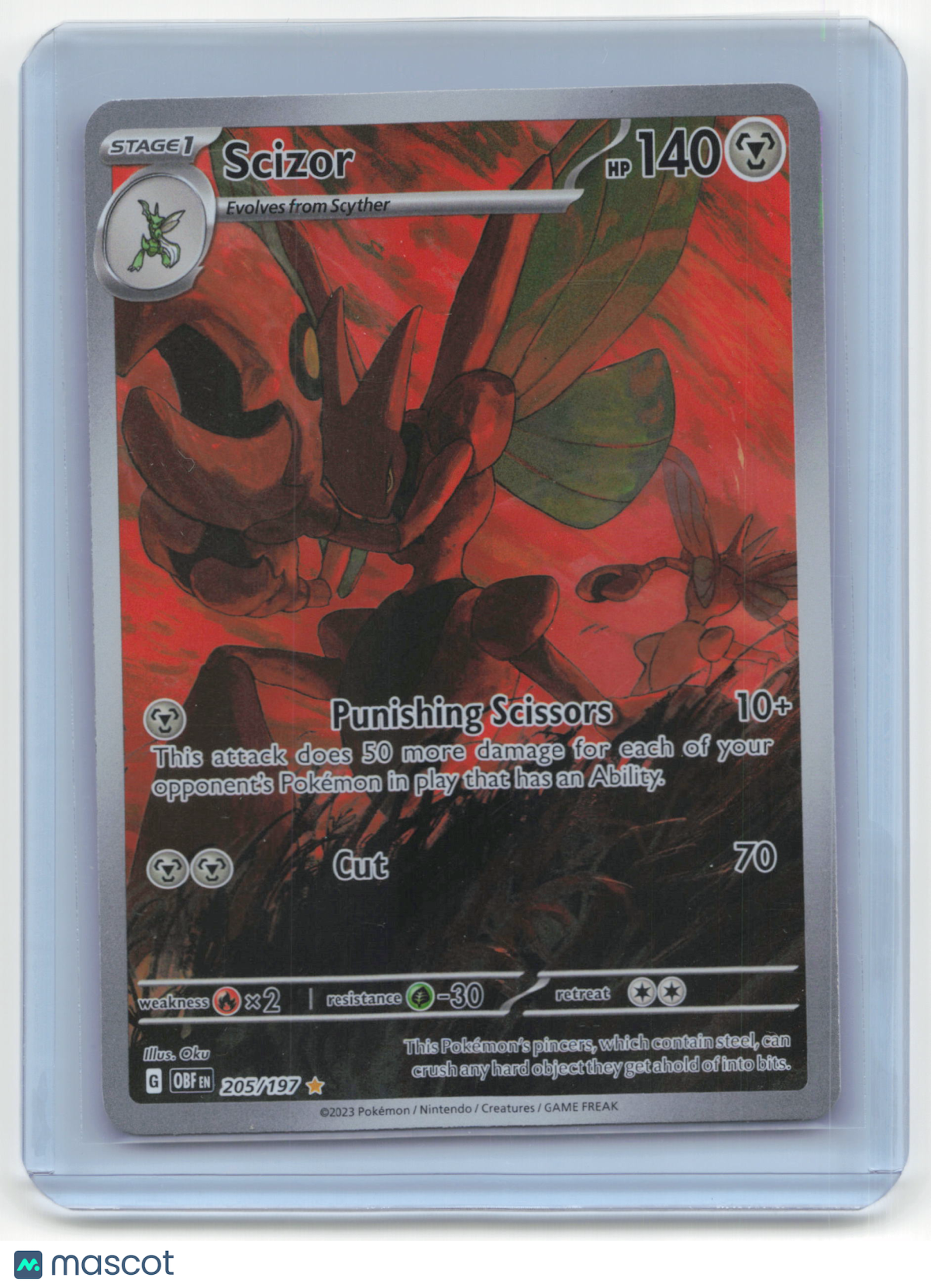 2023 Pokemon Scizor Obsidian Flames #205/197 Near Mint