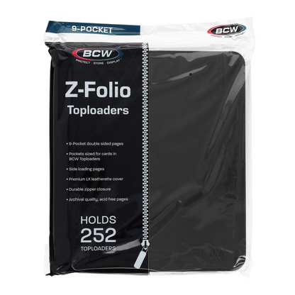 BCW Black 9-Pocket 252-ct. Standard size Z-Folio Toploader Binder