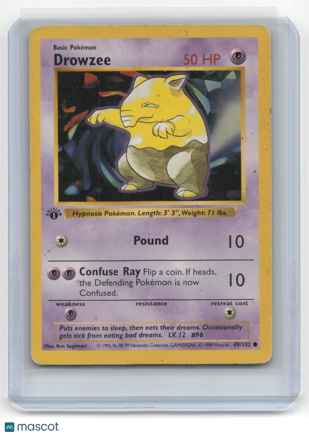 1999 Pokemon TCG Drowzee Base Set #49/102 Basic Damaged 1st Edition