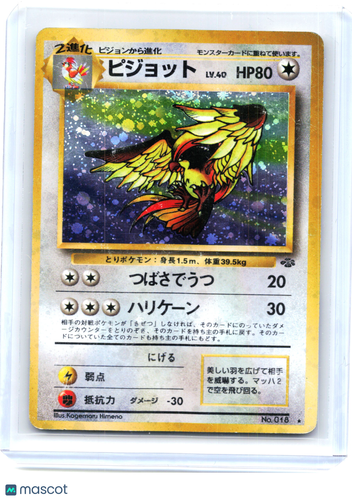 1999 —Pidgeot #018 Pokemon Jungle—Holo Rare Japanese [Damaged]