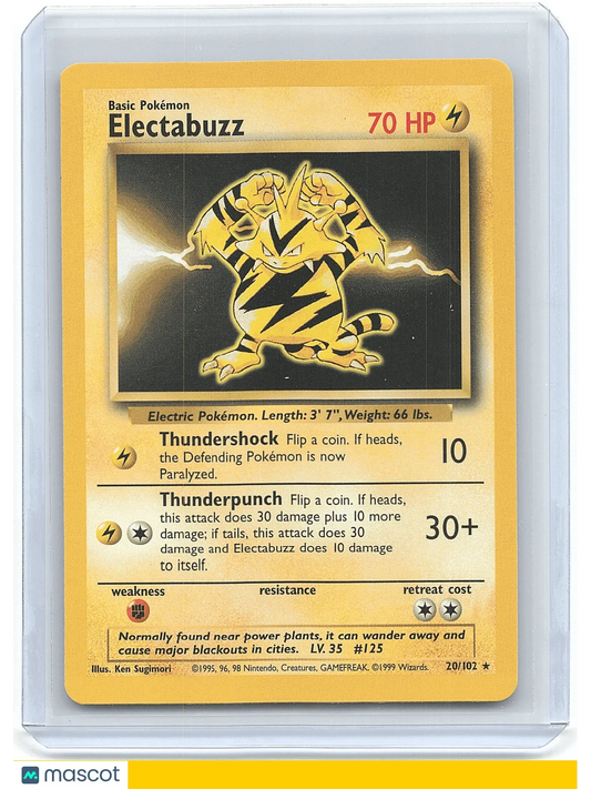 1999 Pokemon Electabuzz #20/102 - Papa Joey's Collectibles