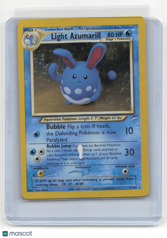 2002 Pokemon TCG Light Azumarill Neo Destiny #13/105 English Holo Damaged Swirl - Papa Joey's Collectibles