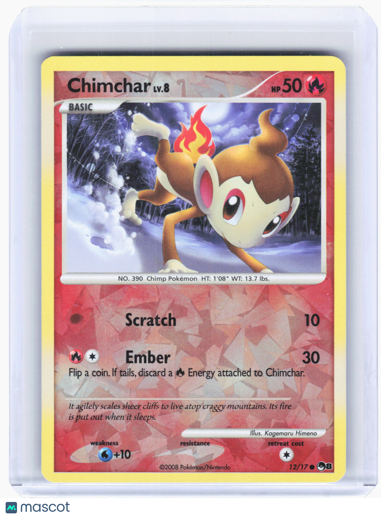 2008 Pokemon—Chimchar #12/17 POP Series 8—Cracked Ice Holo [Lightly Played]