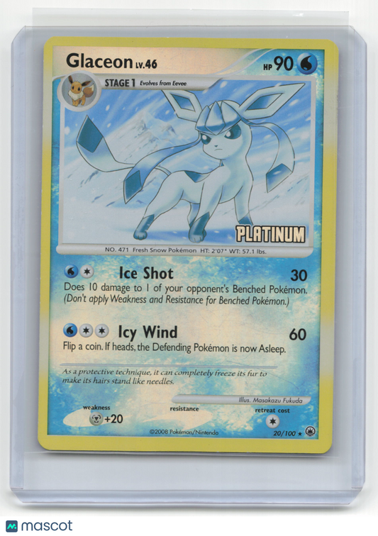 2008 Pokemon Glaceon Majestic Dawn #20/100 Damaged Stamped