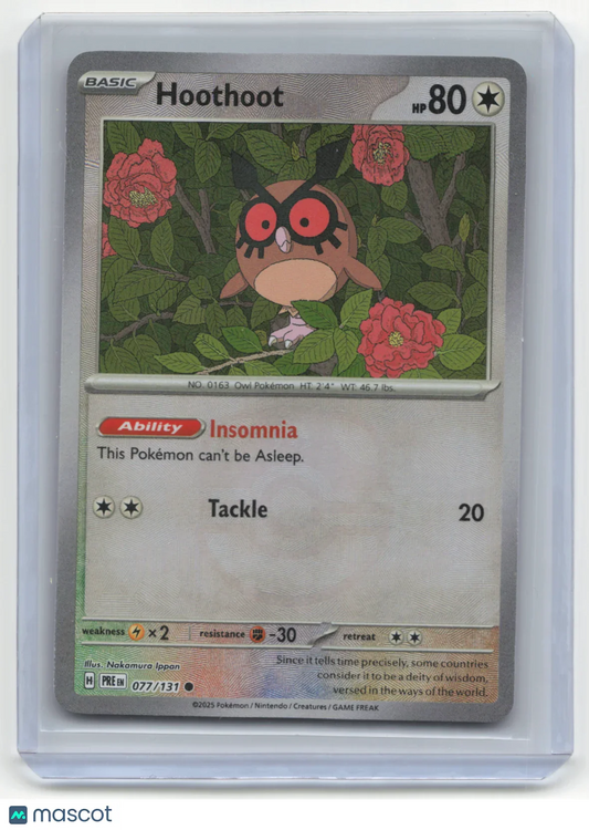 2025 Pokemon TCG Hoothoot Prismatic Evolutions #077/131 MasterBall Holo - Papa Joey's Collectibles
