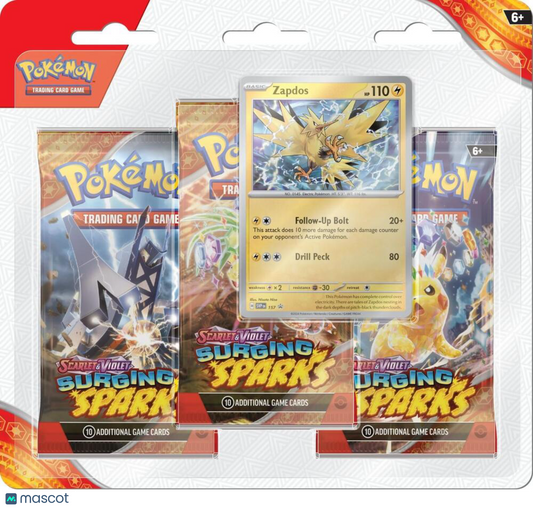 2024 Pokemon Scarlet & Violet Surging Sparks 3 Pack Blister