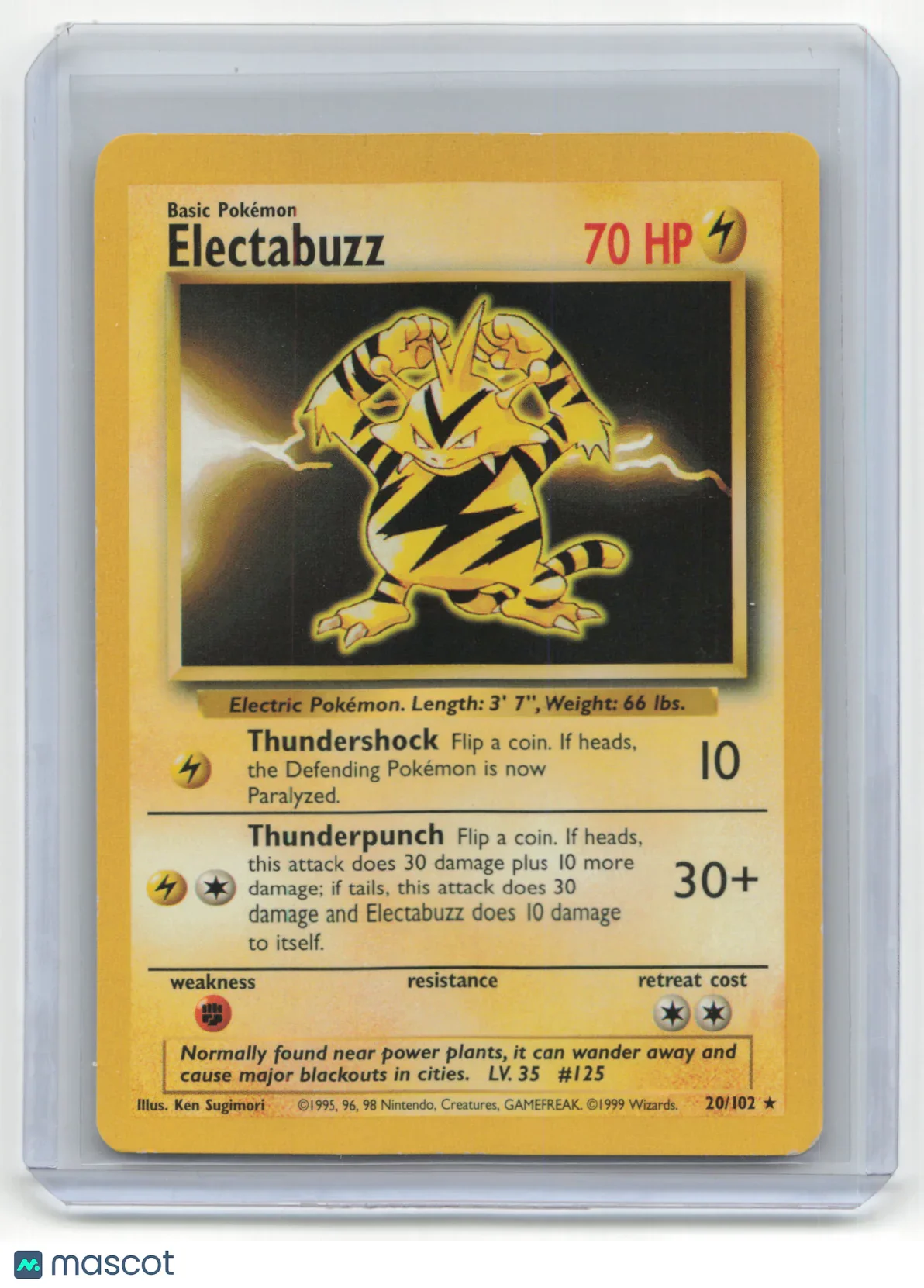 1999 Pokemon TCG Electabuzz Base Set #20/102 Basic Mod Played - Papa Joey's Collectibles