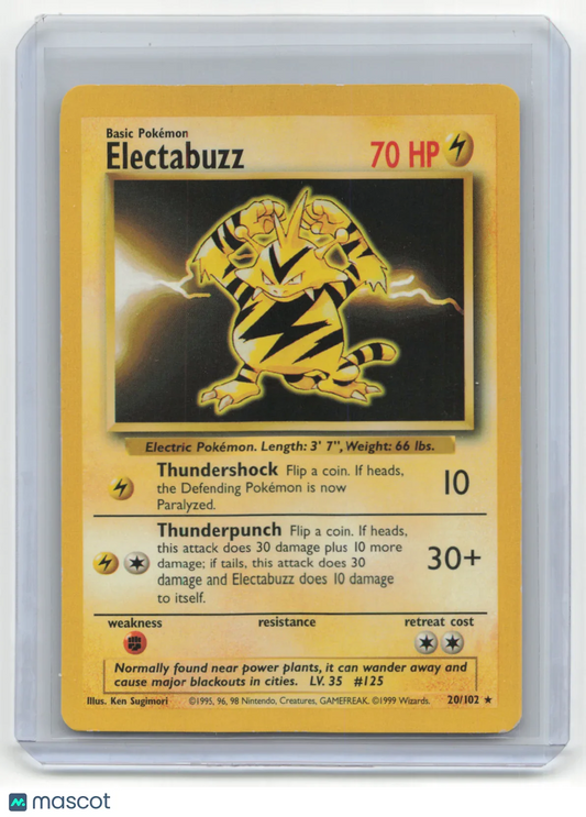 1999 Pokemon TCG Electabuzz Base Set #20/102 Basic Mod Played - Papa Joey's Collectibles