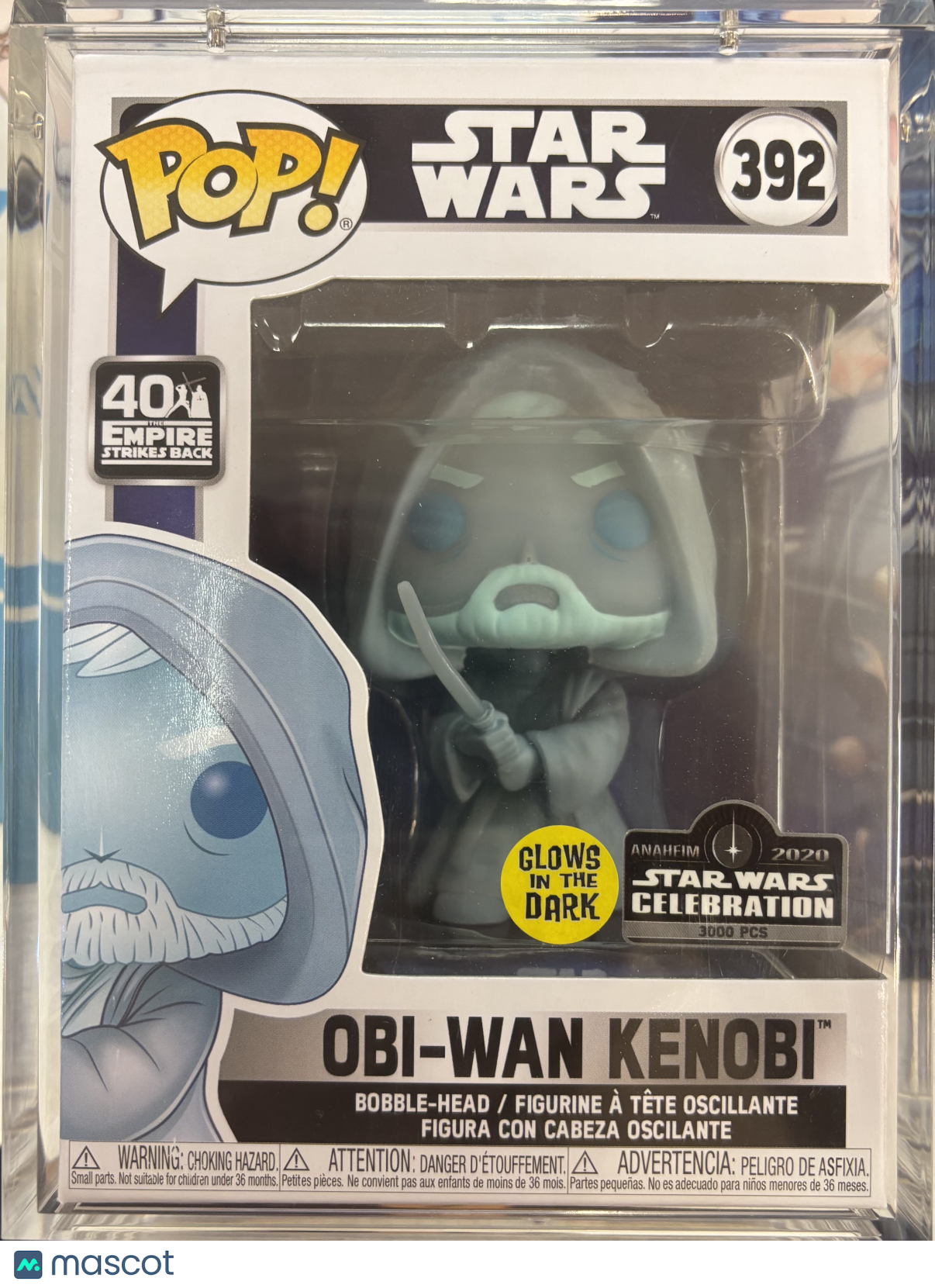 Funko Star Wars Celeb. Obi-Wan Kenobi #392 (VG) Anaheim 2020 Exclusive, GITD - Papa Joey's Collectibles