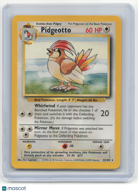 1999 Pokemon Pidgeotto Base Set #22/102 Lightly Played Basic