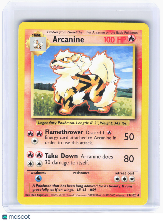 2000 Pokemon—Arcanine #23/102 Base Set—Uncommon Non-Foil (UK 6th Edition)