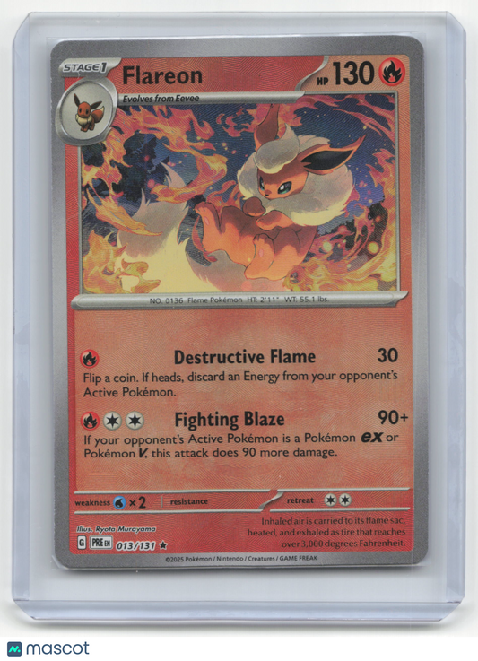 2025 Pokemon TCG Flareon Prismatic Evolutions #013/131 Masterball Holo