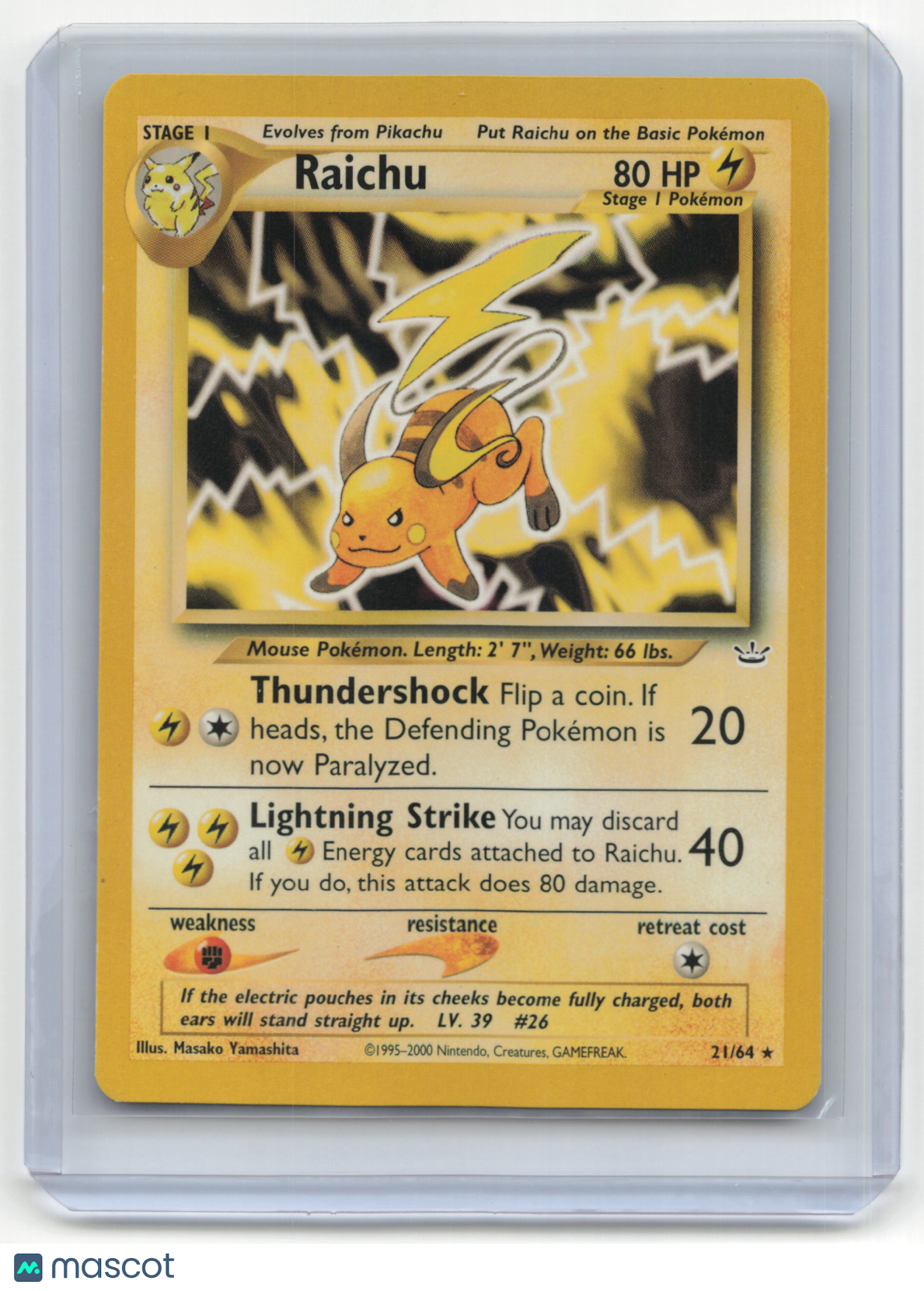 2000 Pokemon TCG Raichu Neo Revelation #21/64 Basic - Papa Joey's Collectibles