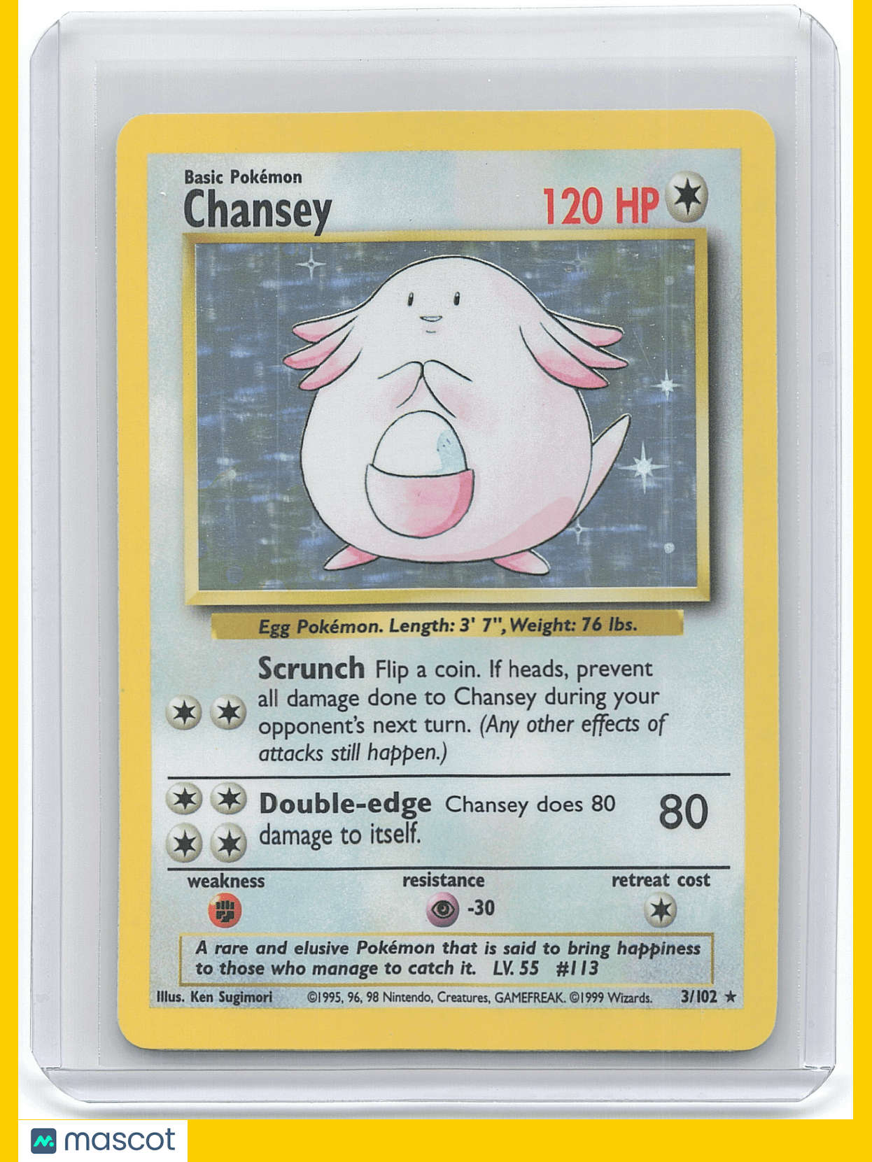 Pokemon Chansey 1999 Pokemon Base Set #3/102 3/102