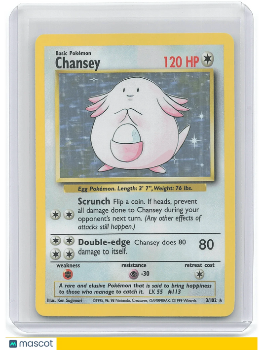 Pokemon Chansey 1999 Pokemon Base Set #3/102 3/102 - Papa Joey's Collectibles