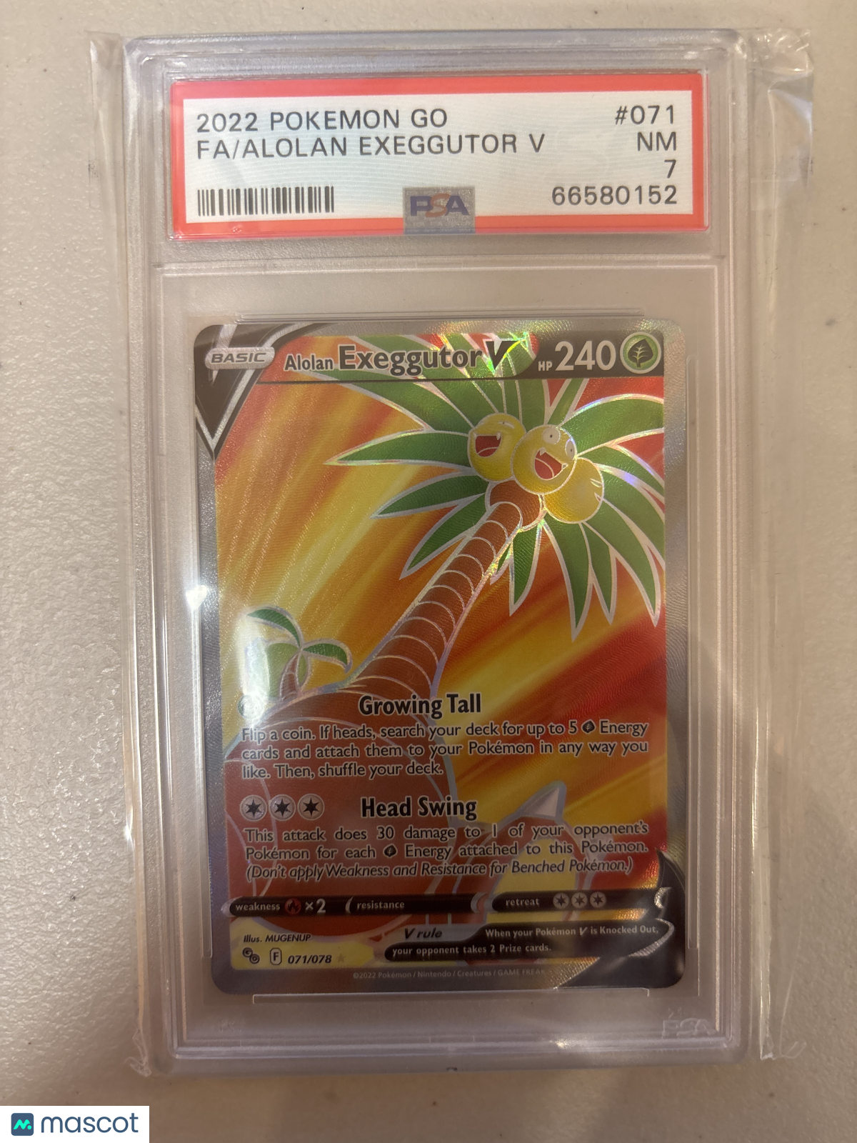 2022 Alolan Exeggutor V Fa Pokemon Go #071 PSA 7