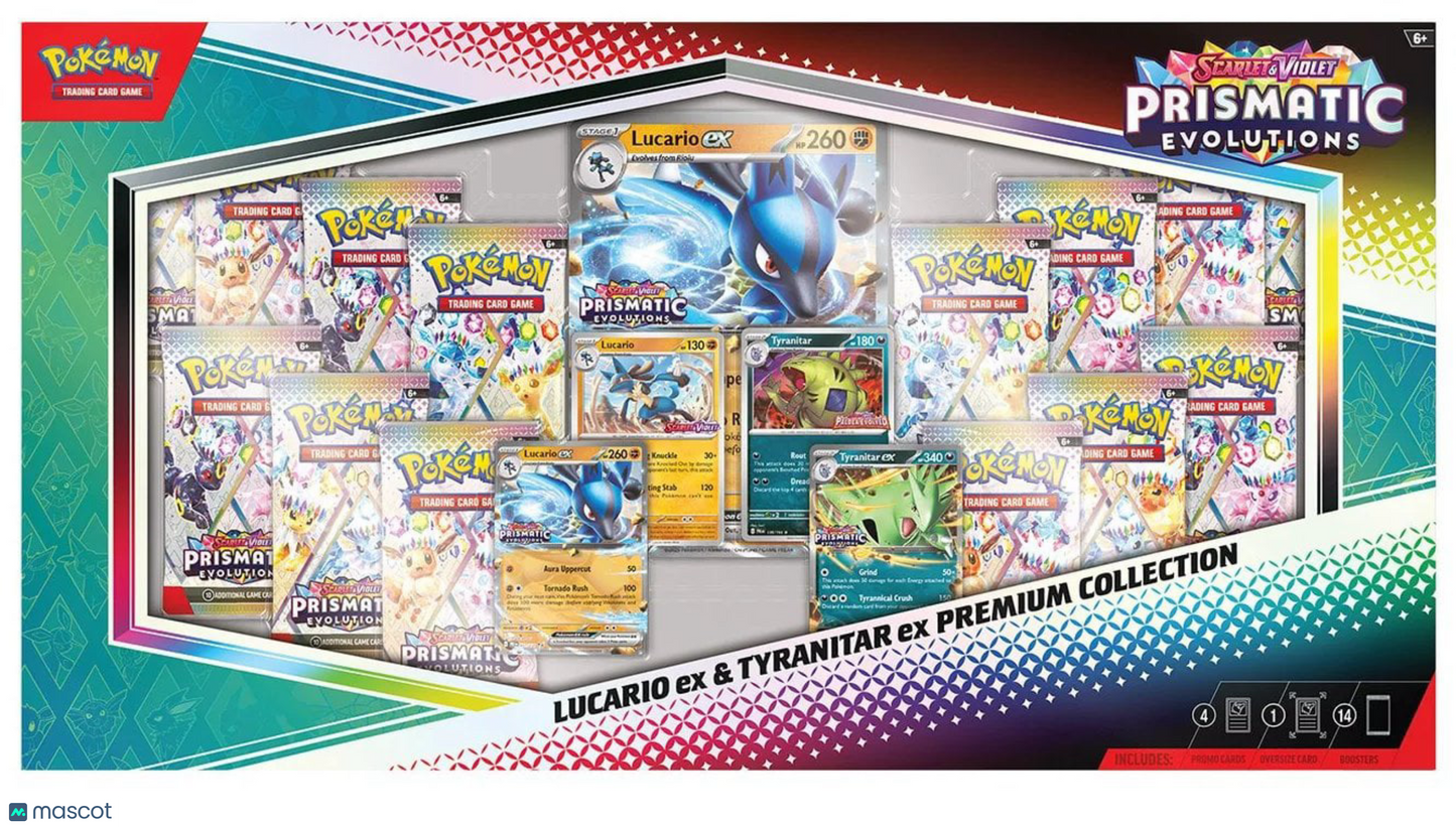 2025 Pokemon Prismatic Evolutions Lucario & Tyranitar EX Premium Collection