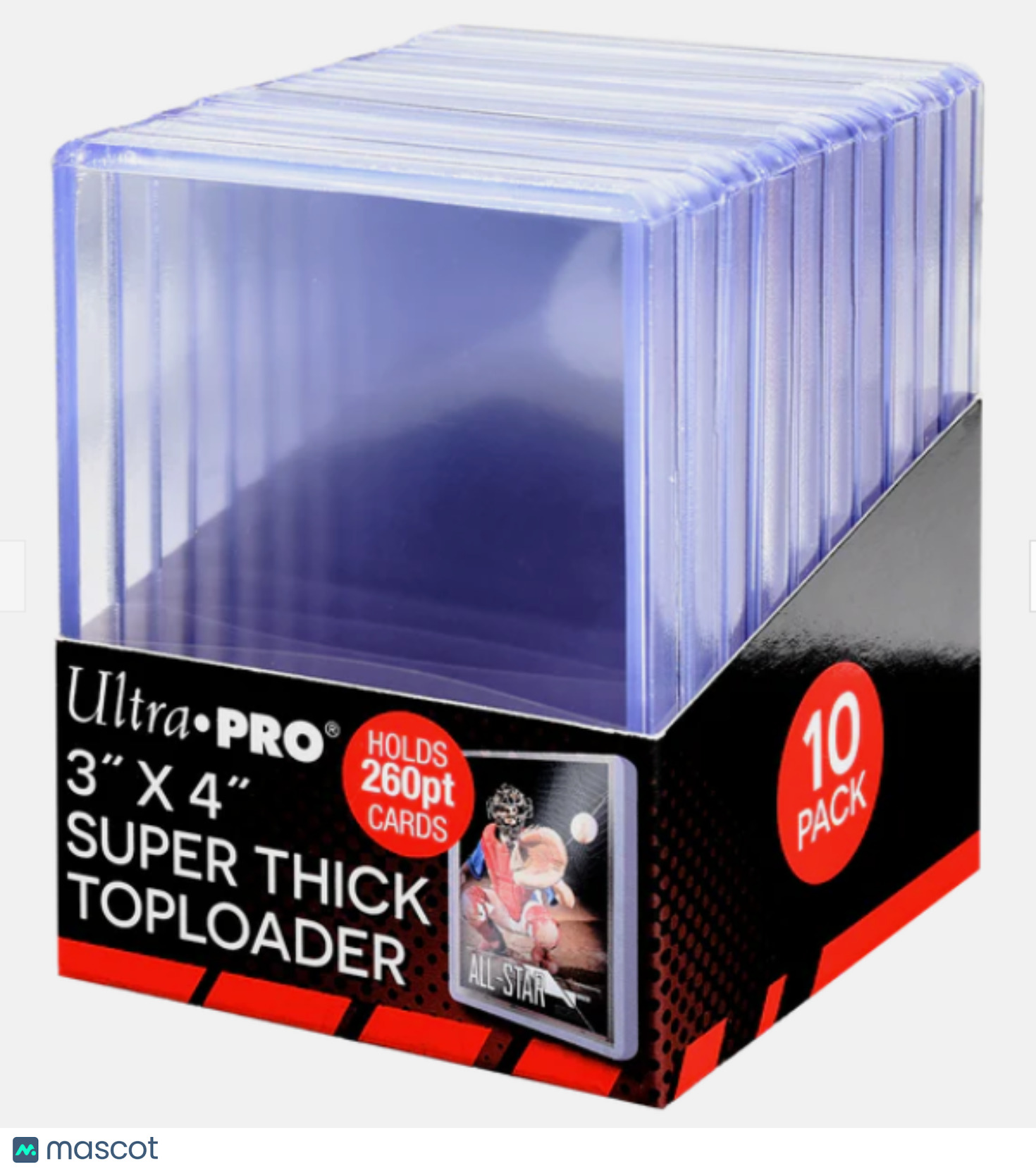 Ultra PRO Standard 260 Pt. Pt. Clear 3" x 4" Super Thick Toploader 10 ct.