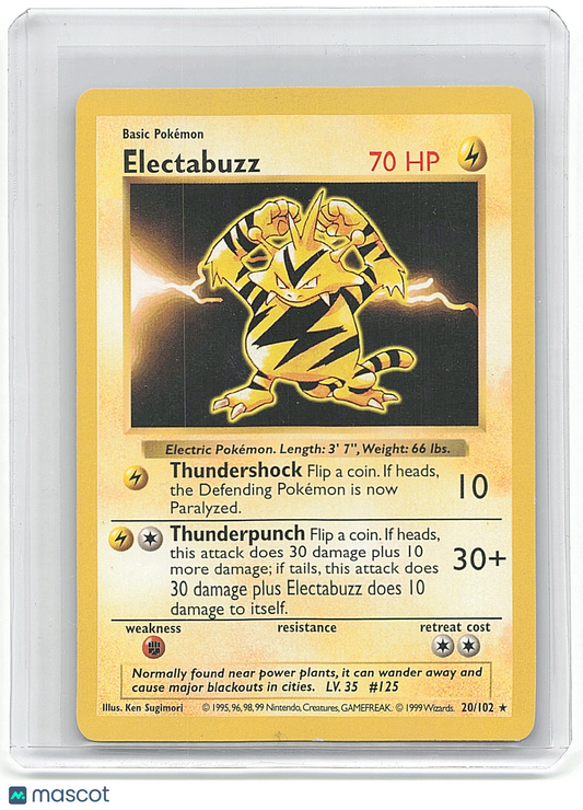 1995 Pokemon Electabuzz #20/102 Shadowless