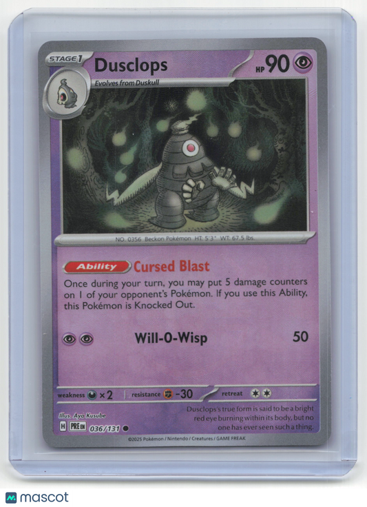 2025 Pokemon Dusclops Prismatic Evolutions #36/131 Master Ball