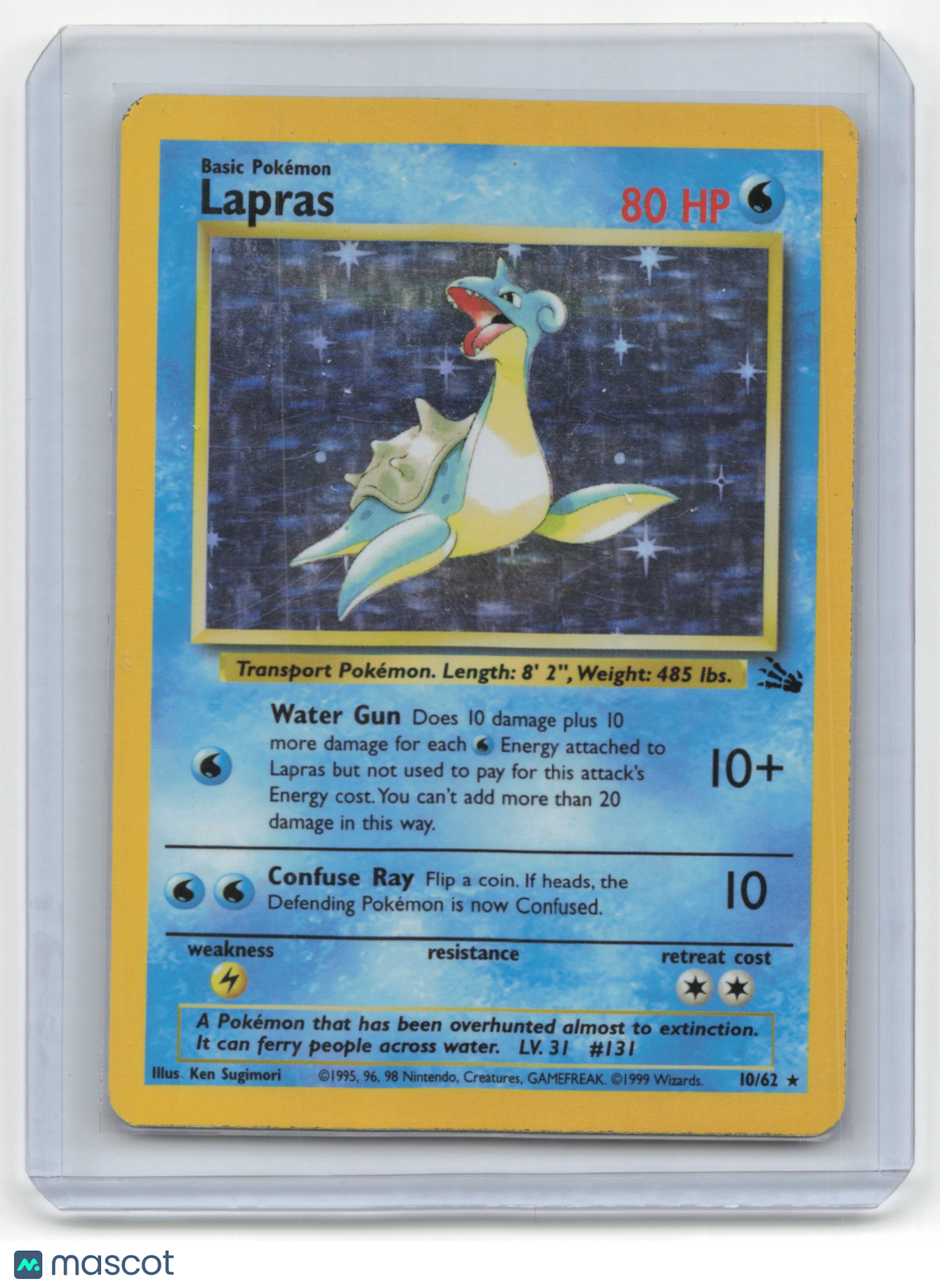 1999 Pokemon TCG Lapras Fossil #10/62 Holo