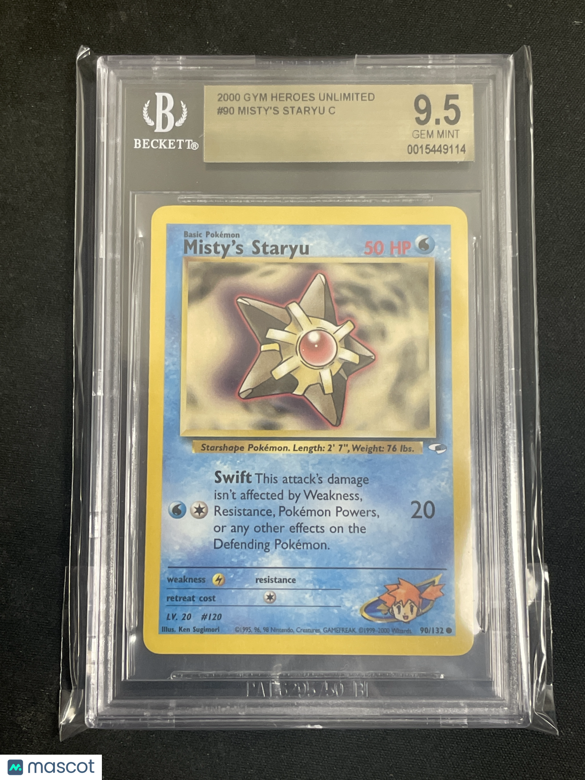 2000 Pokemon Gym Heroes Unlimited Pokemon Misty's Staryu C #90 BGS 9.5 - Papa Joey's Collectibles