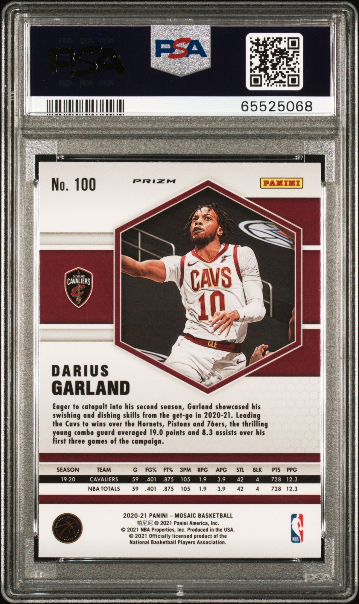 Panini 2020 Panini Mosaic Basketball—Darius Garland #100 Peacock Choice —PSA 10