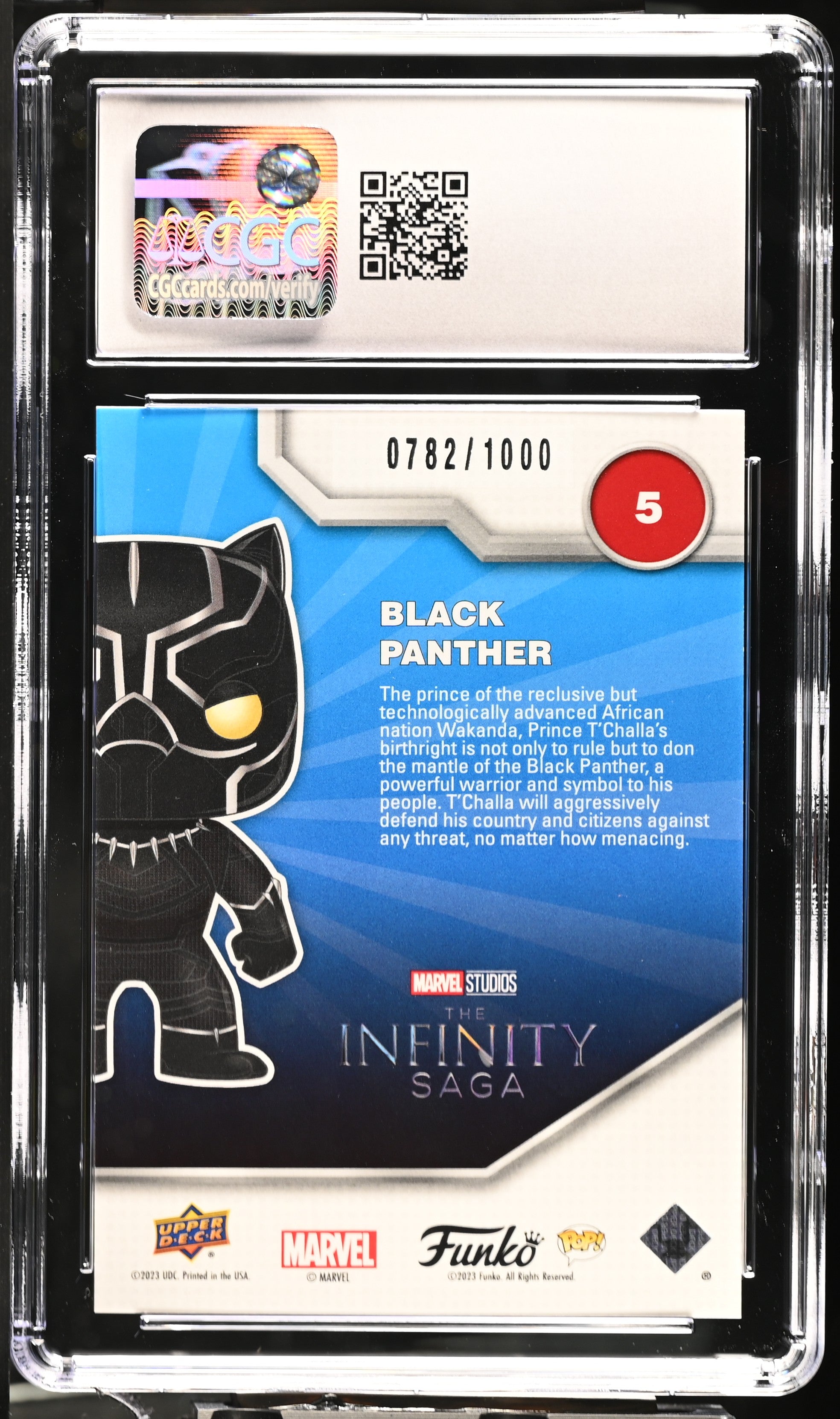 2023 UD Funko Pop! Infinity Saga Marvel—Black Panther #5 SDCC Exc Promo— CGC 8.5