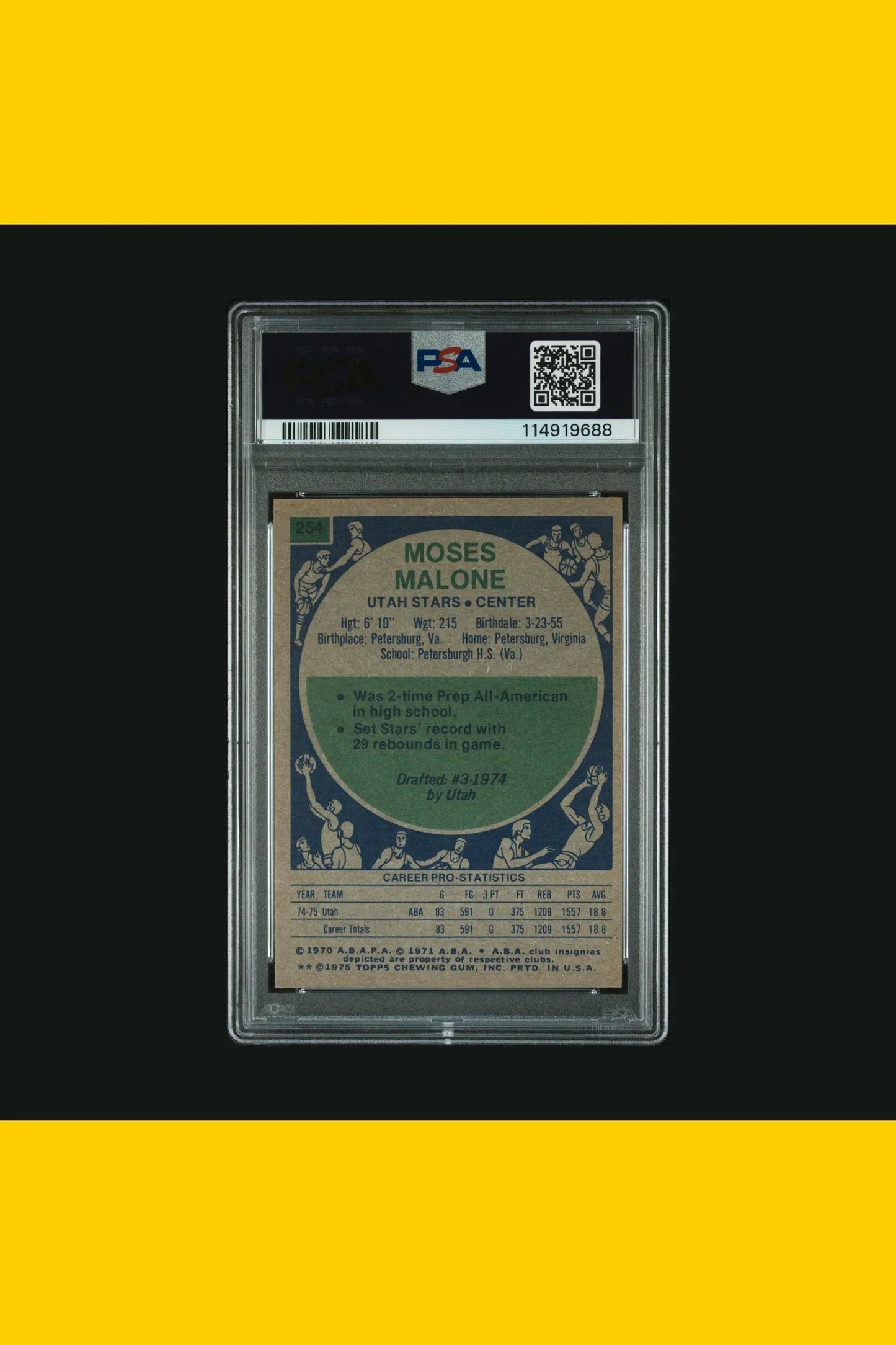 1975 Topps Basketball Moses Malone #254 PSA 7 - Papa Joey's Collectibles